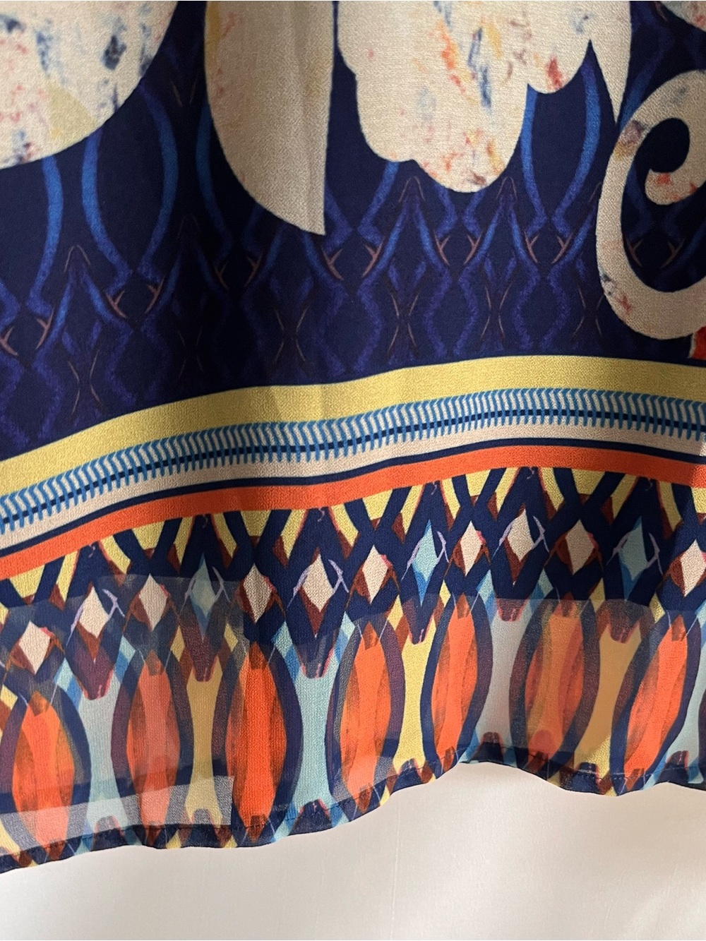 Soft Surroundings Sheer Blue Orange Floral Oversized Bold Mixed Print Midi M - Picture 10 of 10